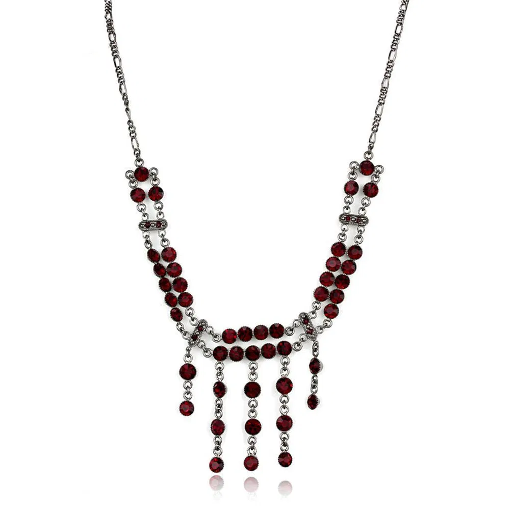 LOS865 - Ruthenium 925 Sterling Silver Necklace with Top Grade Crystal in Siam - Grocery