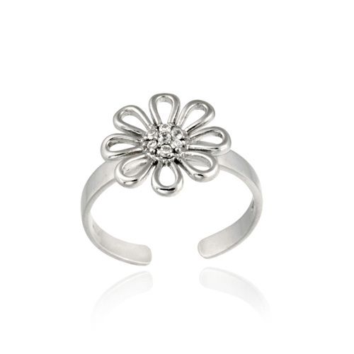 Sterling Silver CZ Flower Toe Ring - Grocery