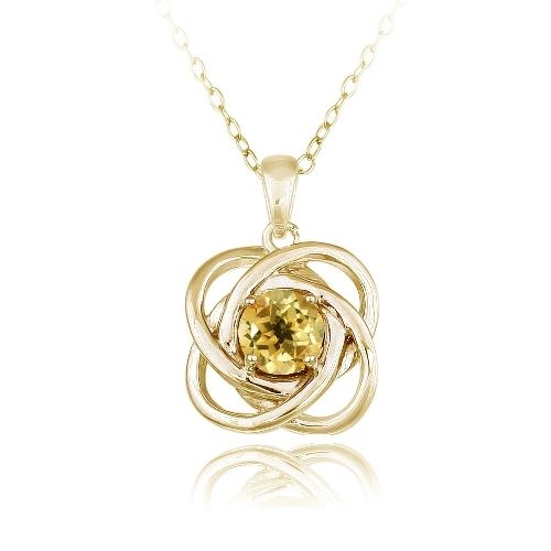 18K Gold over Sterling Silver 2/5ct Citrine Love Knot Necklace - Grocery