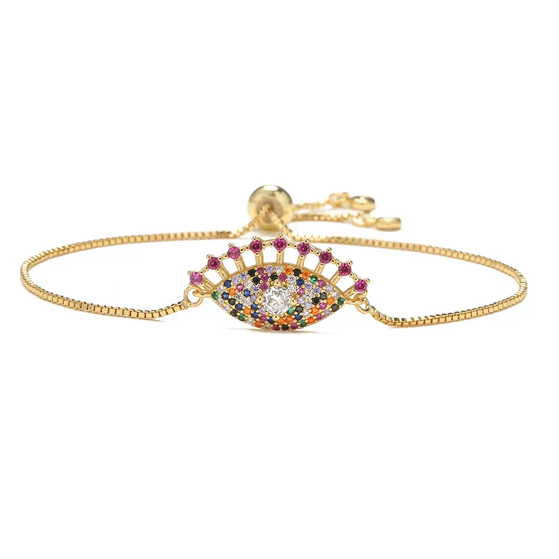Mixed Color Zircon Geometric Eye Charm Bracelet Female - Grocery
