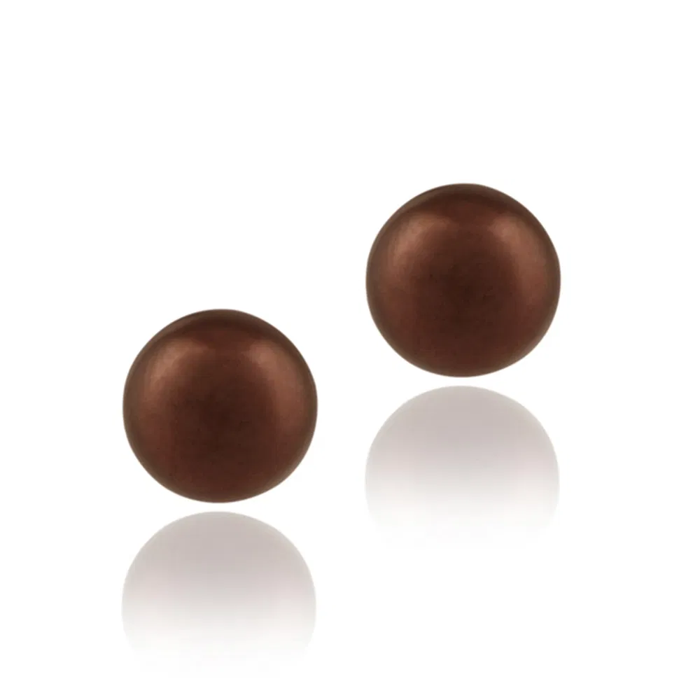 Sterling Silver Freshwater Cultured 8-8.5mm Brown Pearl Stud Earrings - Grocery