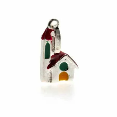 Sterling Silver Enamel Church Charm - Grocery