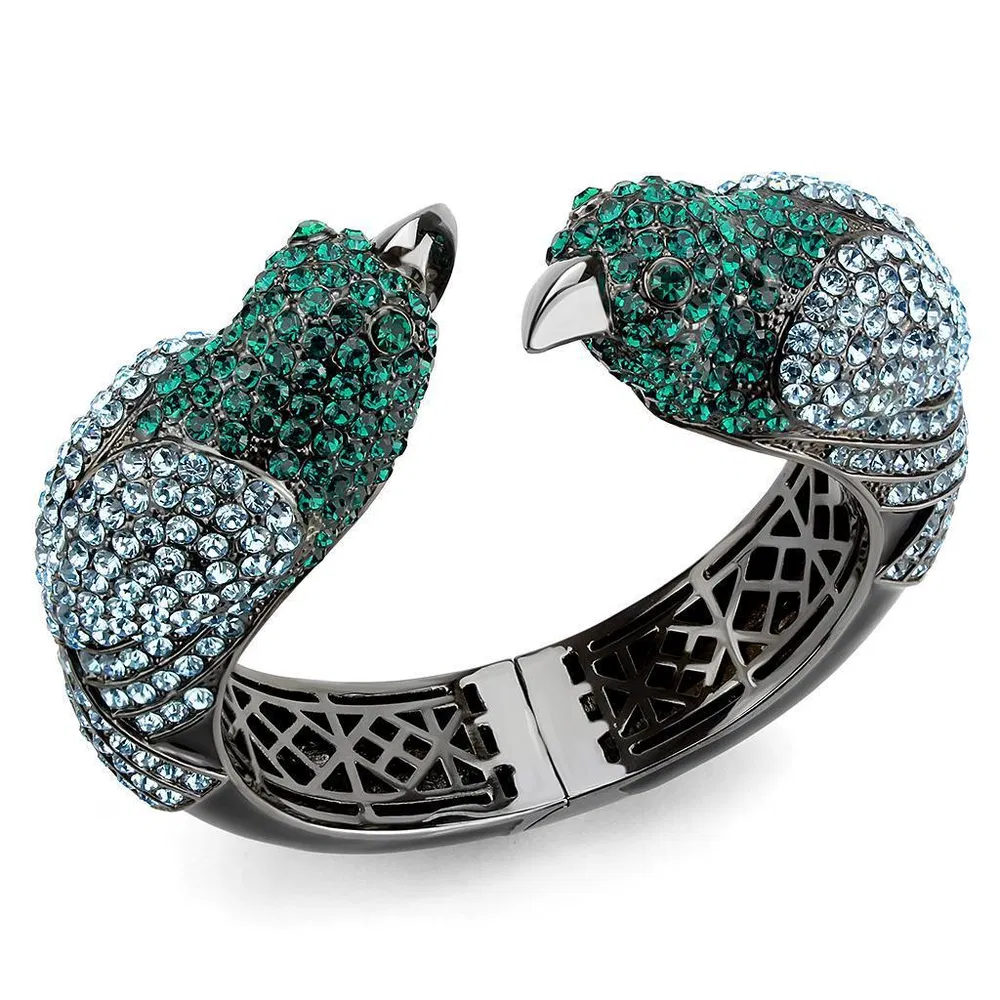 LO4332 - Ruthenium Brass Bangle with Top Grade Crystal in Multi Color - Grocery