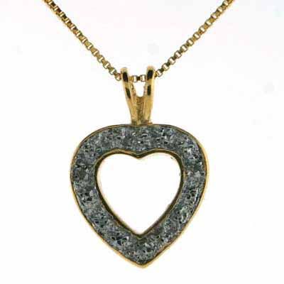 18K Gold over Sterling Silver Diamond Accent Two Tone Open Heart Necklace - Grocery