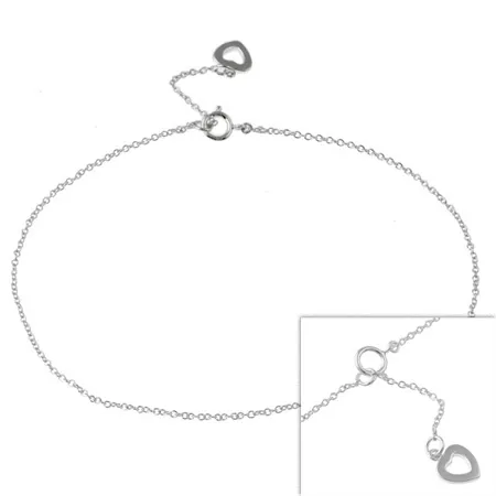 Sterling Silver Open Heart Anklet - Grocery