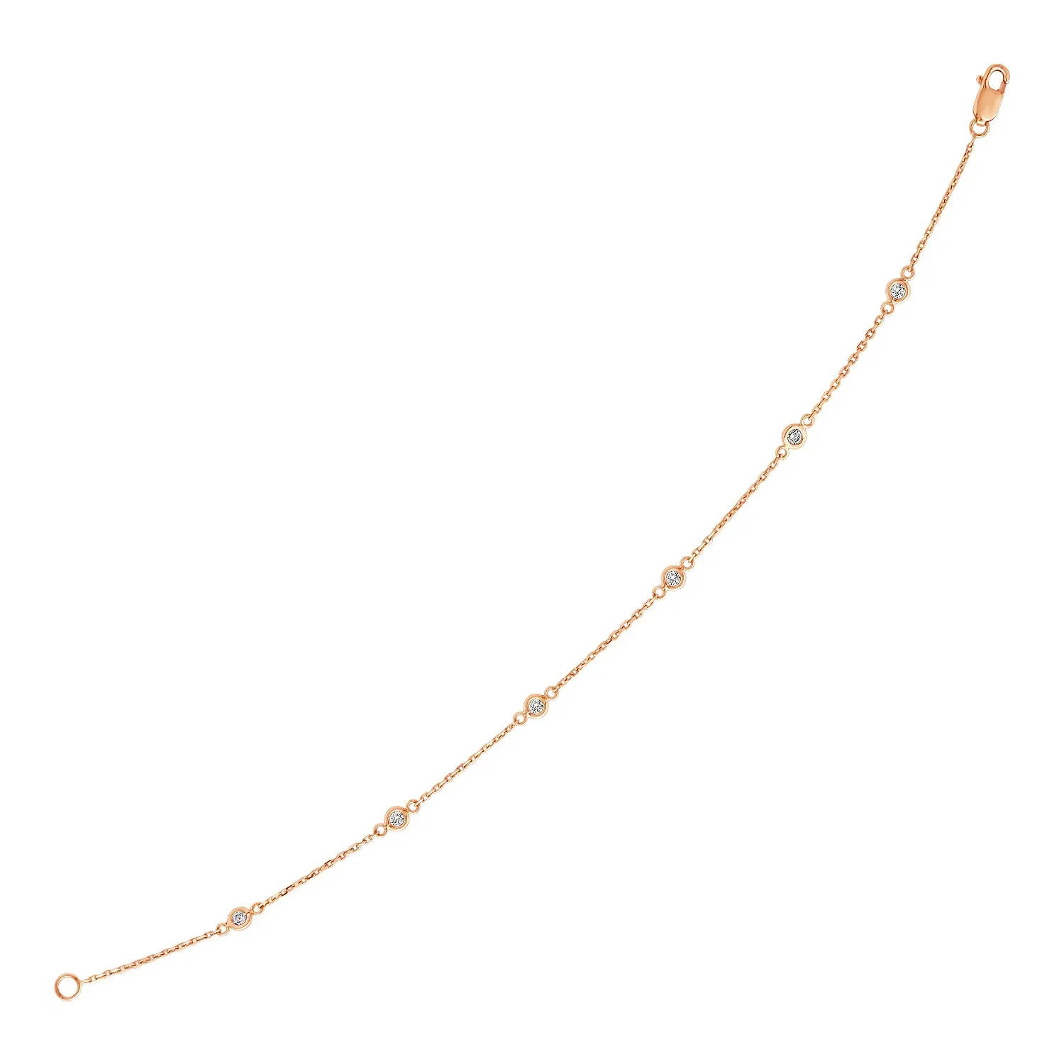 14k Rose Gold 7 inch Bracelet with Diamond Stations - Grocery