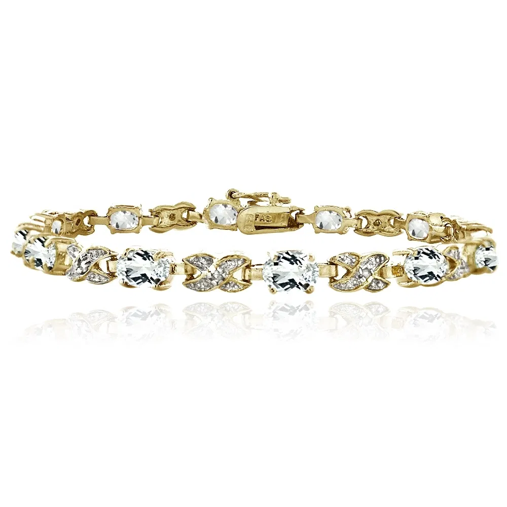 Gold Tone 7.15ct White Topaz & Diamond Accent X & Oval Bracelet - Grocery