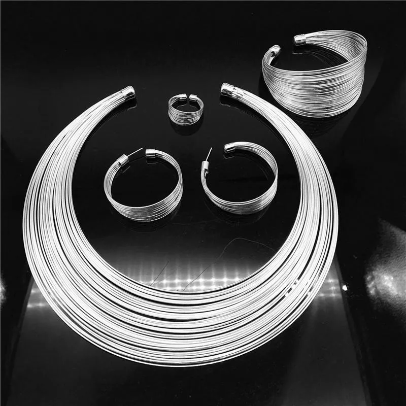 Simplicity Set Of Necklace Bracelet Ring And Earrings Italian Design - Grocery