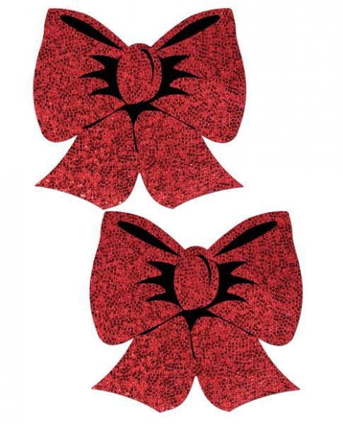 Pastease Hologram Bows Red Pasties - Grocery
