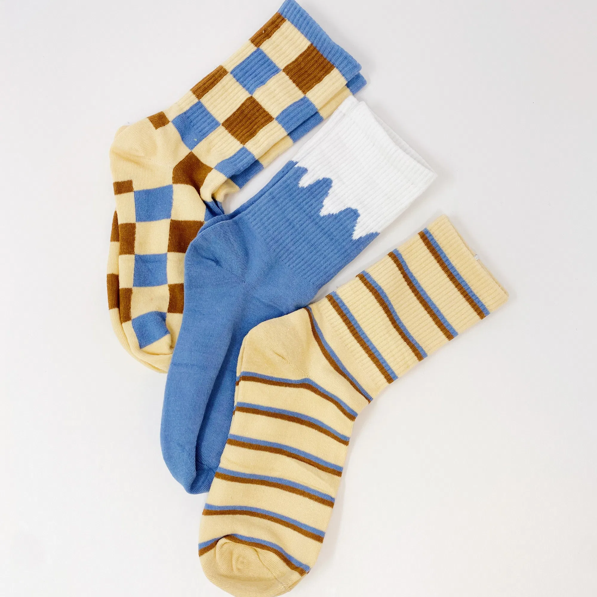 Trendy Pattern Trio Socks Set - Grocery