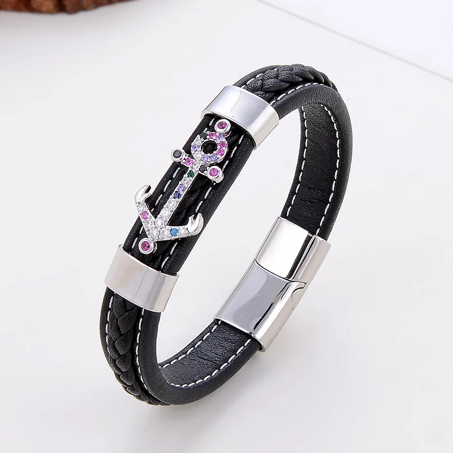 Simple Leisure Metal Single-layer Leather Rope Woven Bracelet - Grocery