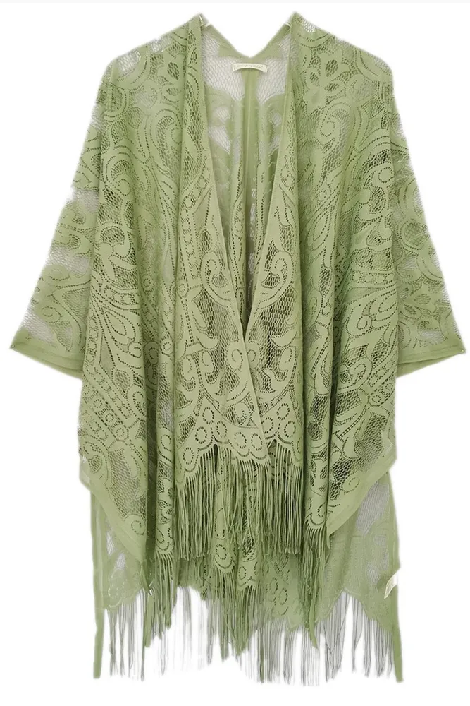 Elegant Lace Fringed Kimono - Grocery