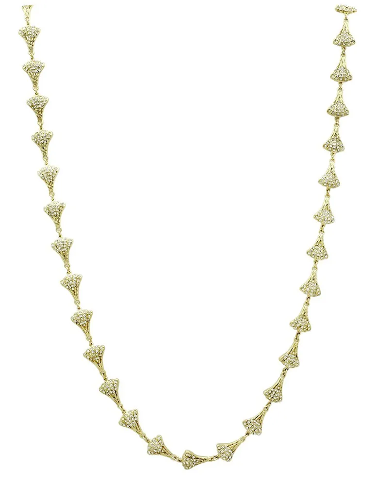 LO2625 - Gold Brass Necklace with Top Grade Crystal in Clear - Grocery