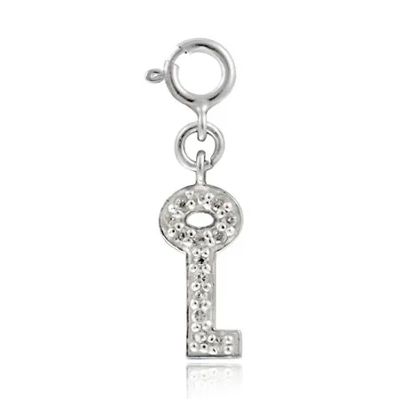 Sterling Silver CZ Key Novelty Charm - Grocery