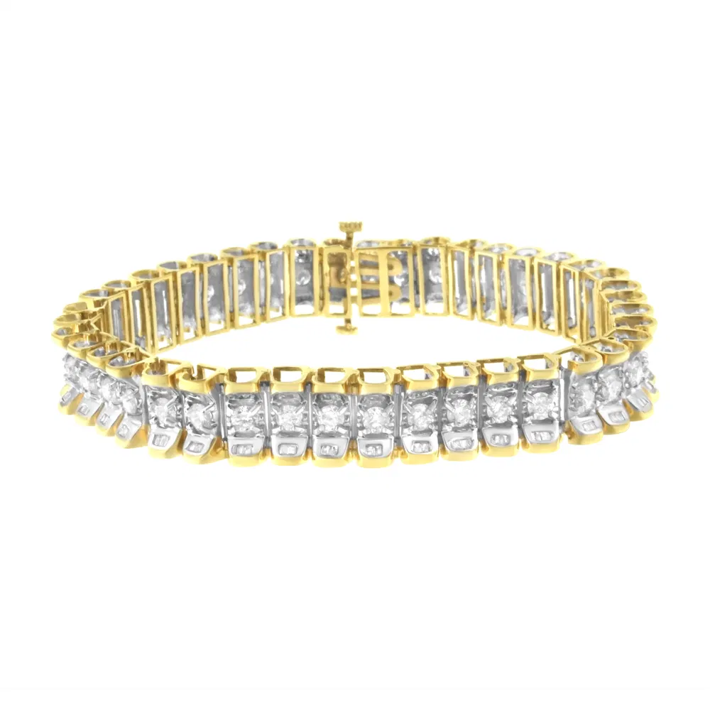 14K Yellow and White Gold 5.0 Cttw Round & Baguette Cut Diamond 7