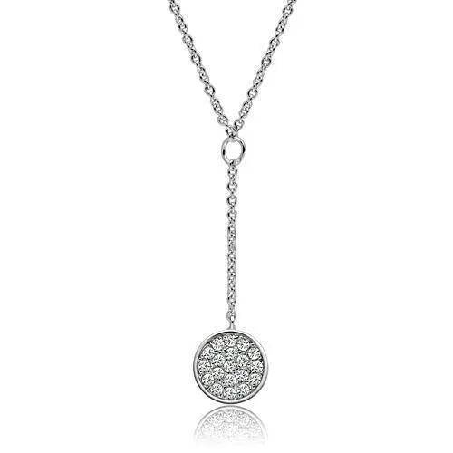 3W077 - Rhodium Brass Necklace with AAA Grade CZ in Clear - Grocery
