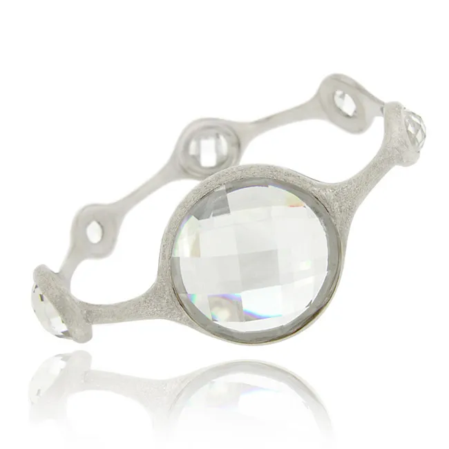 Sterling Silver CZ Brushed Fashion Bangle Bracelet - Grocery