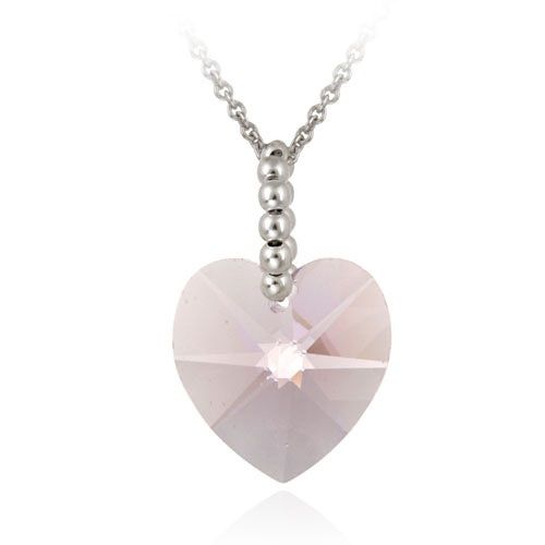 Sterling Silver Lavender Swarovski Elements Heart Pendant - Grocery