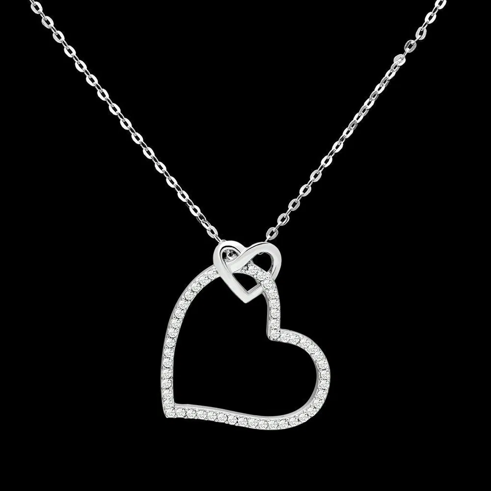 TS060 - Rhodium 925 Sterling Silver Necklace with AAA Grade CZ in Clear - Grocery