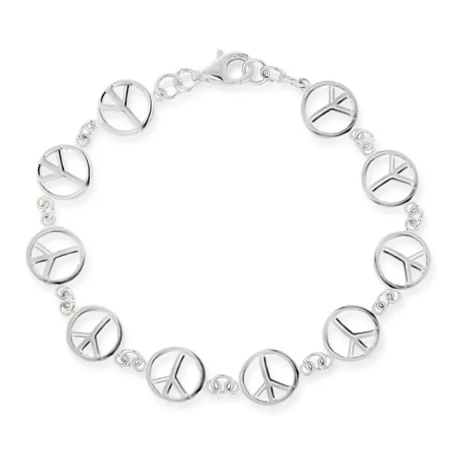 Sterling Silver Peace Signs Bracelet - Grocery