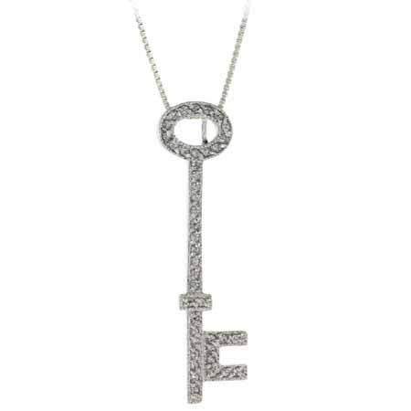 Sterling Silver CZ Designer Inspired Key Pendant - Grocery