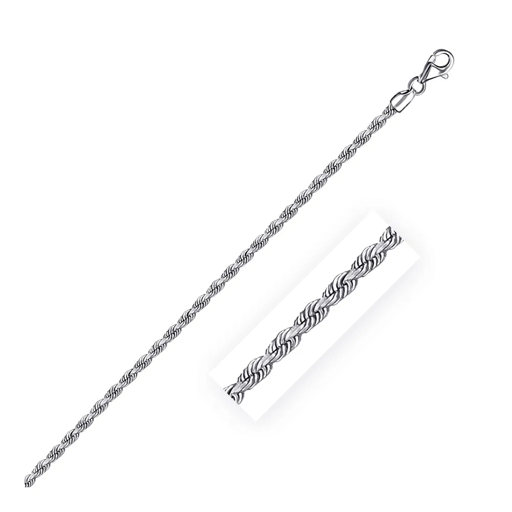 2.5mm 14k White Gold Solid Diamond Cut Rope Chain - Grocery