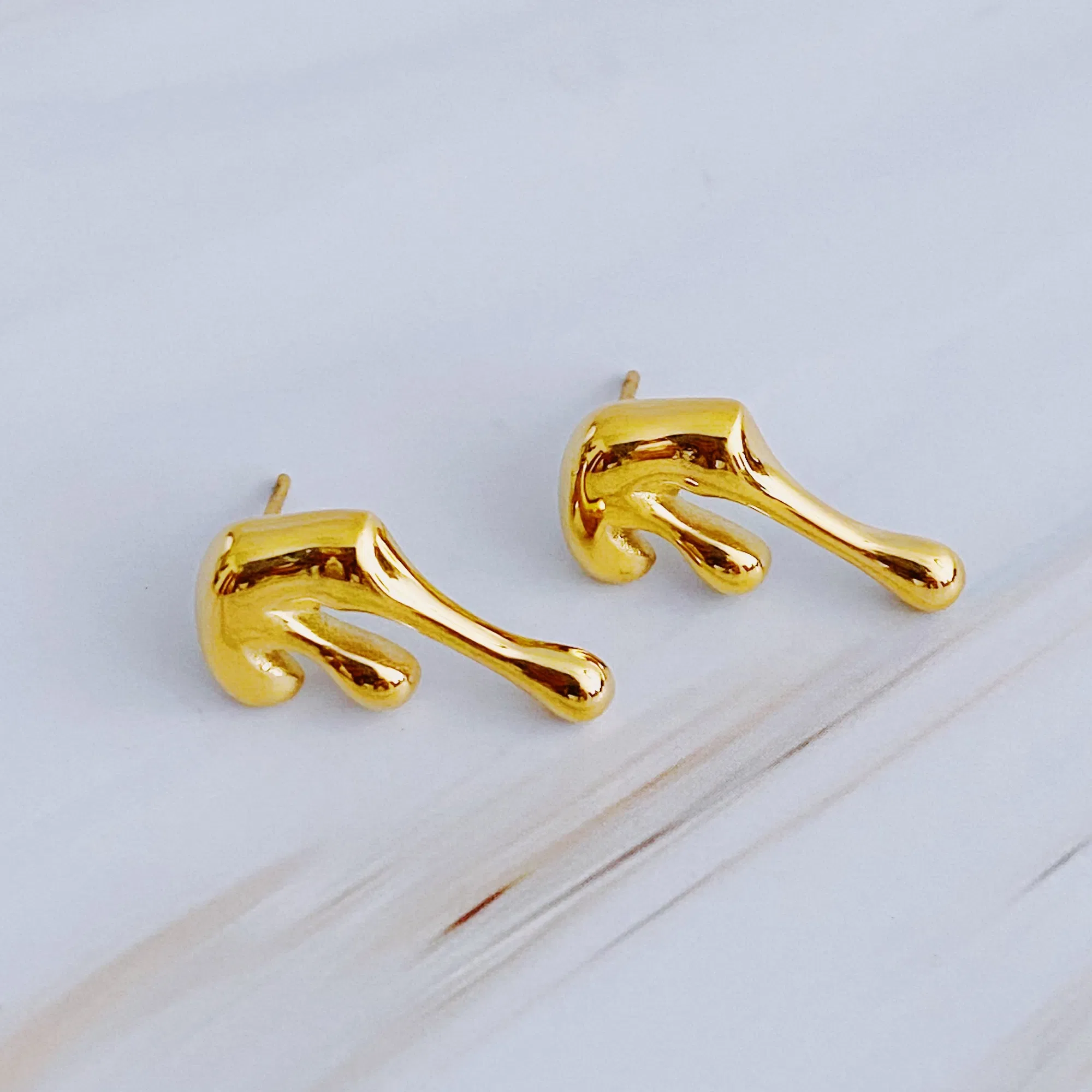 Draping Gold Molten Stud Earrings - Grocery