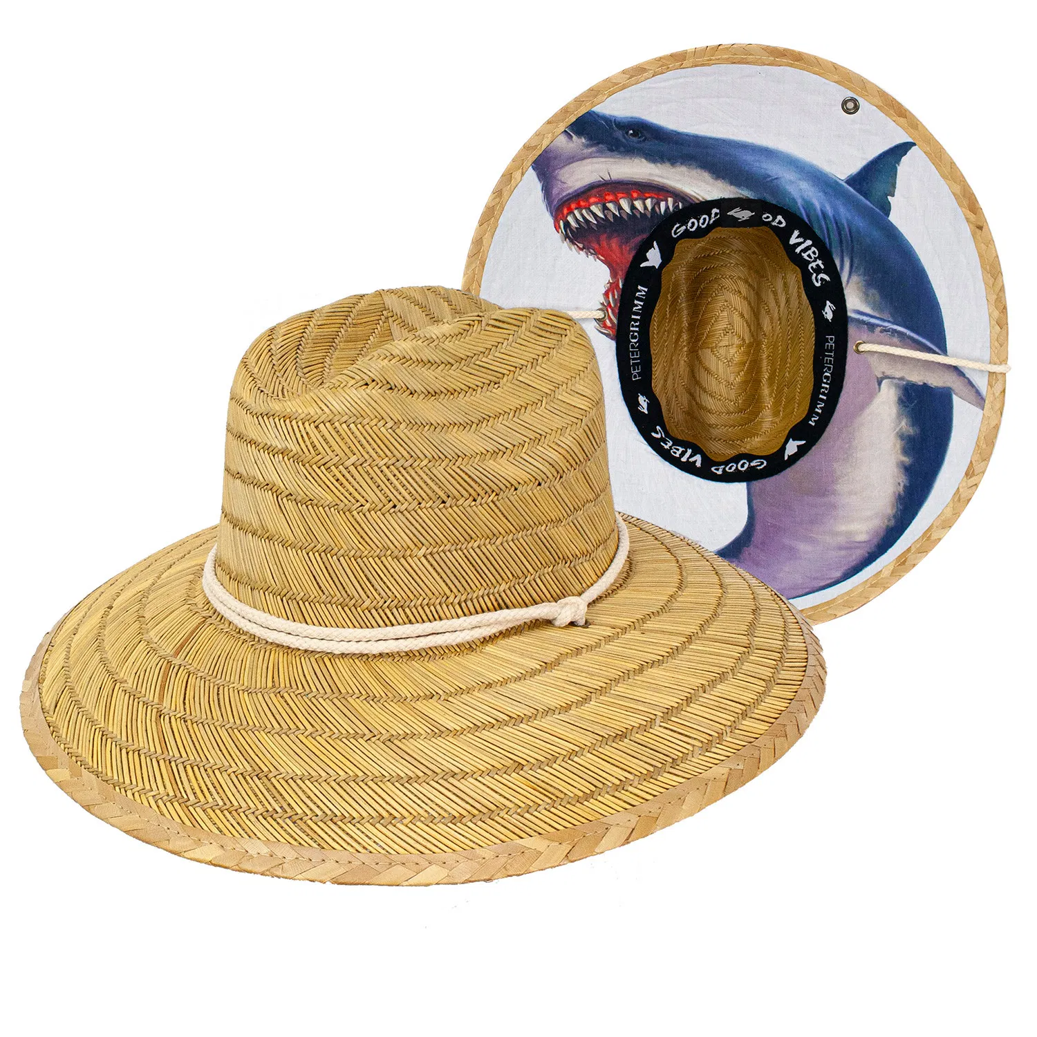 White Shark Straw Lifeguard Hat - Grocery