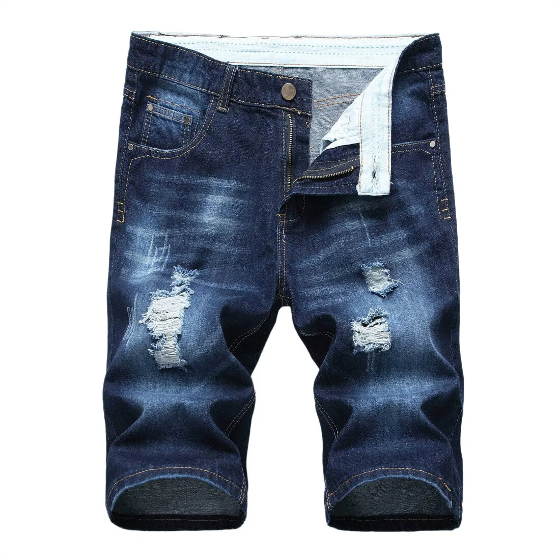 Men's Stretch Ripped Denim Shorts Casual Jeans Shorts - Grocery