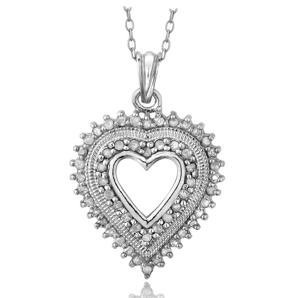 Sterling Silver 1/2ct Diamond Heart Necklace (IJ-I3) - Grocery