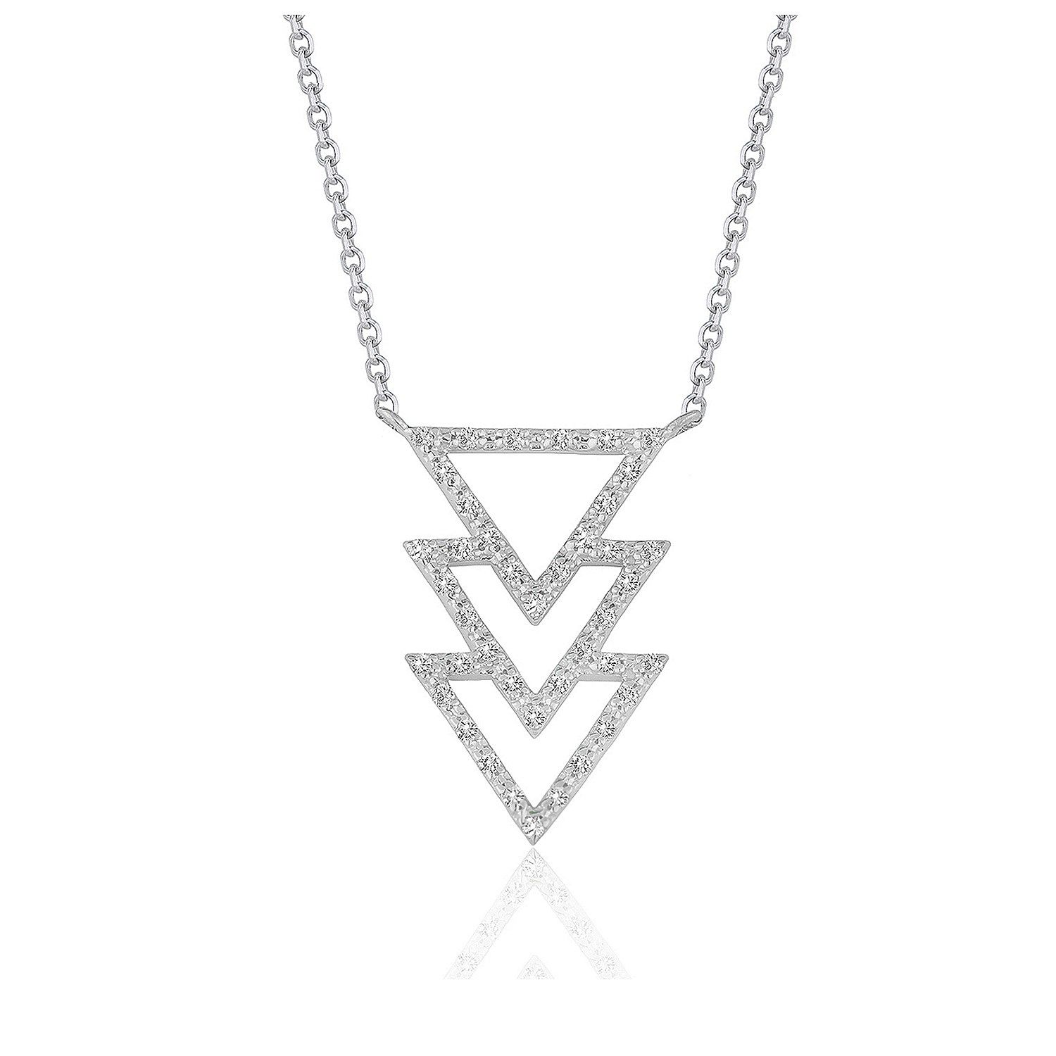 Triple Triangle Pendant with Diamonds in 14k White Gold (1/5 cttw) - Grocery
