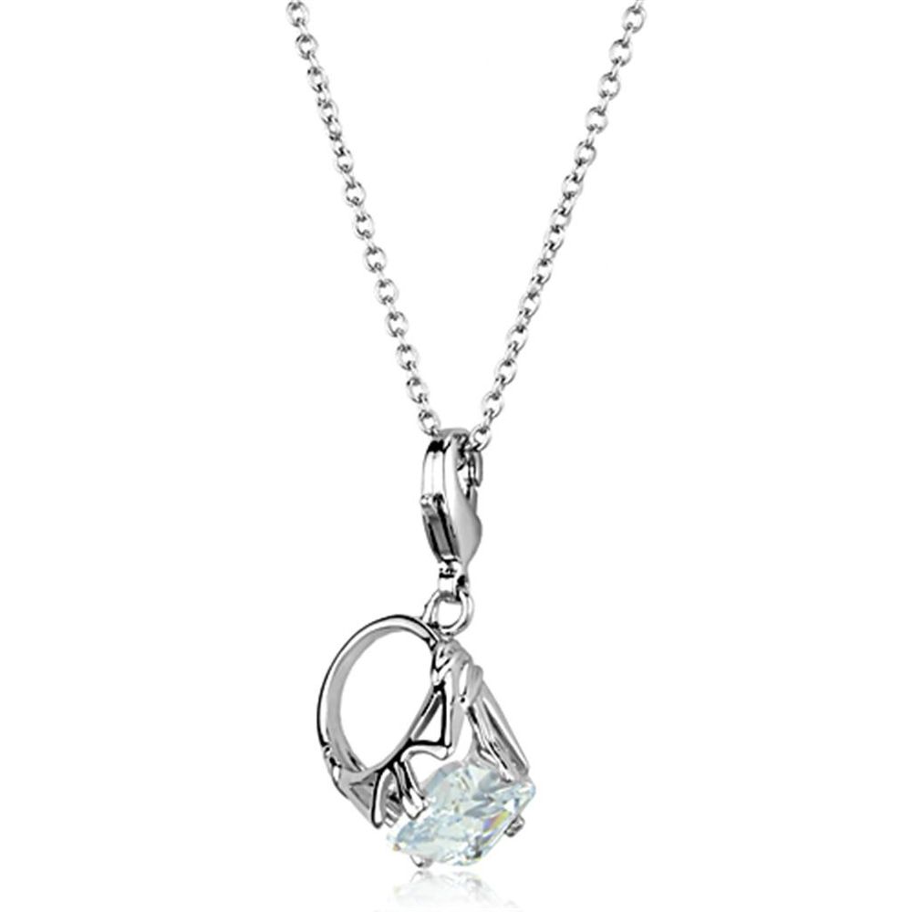 LO3491 - Rhodium Brass Pendant with AAA Grade CZ in Clear - Grocery