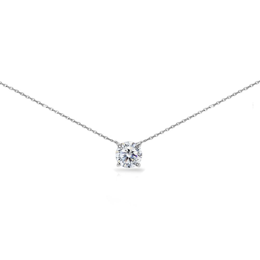 Clear Solitaire Choker Necklace made with Swarovski Crystals in 925 Silver - Grocery
