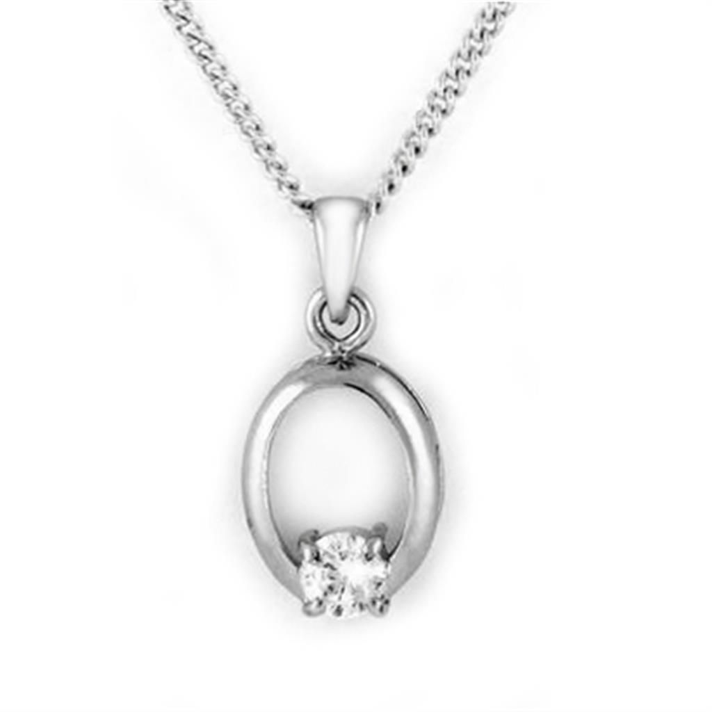 LOA1360 - Rhodium Brass Chain Pendant with AAA Grade CZ in Clear - Grocery