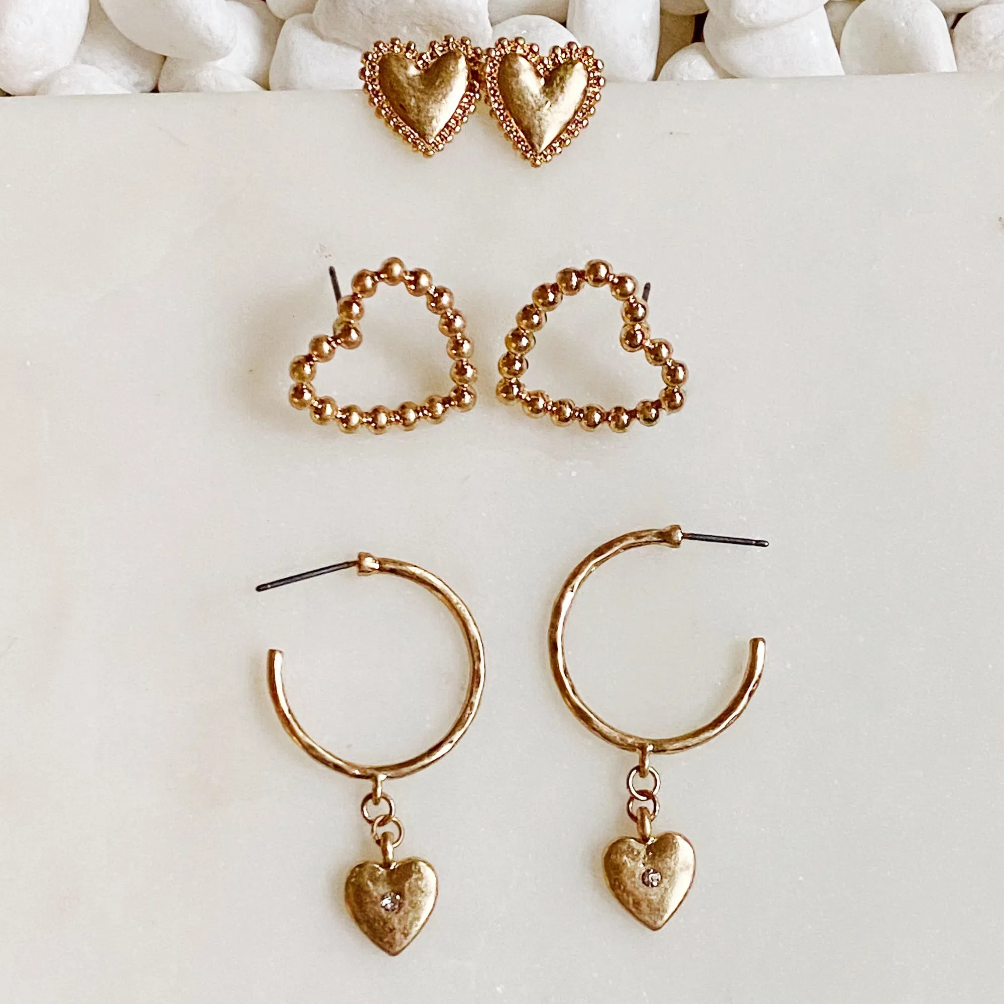 Perfect Heart Earrings Set Of 3 - Grocery