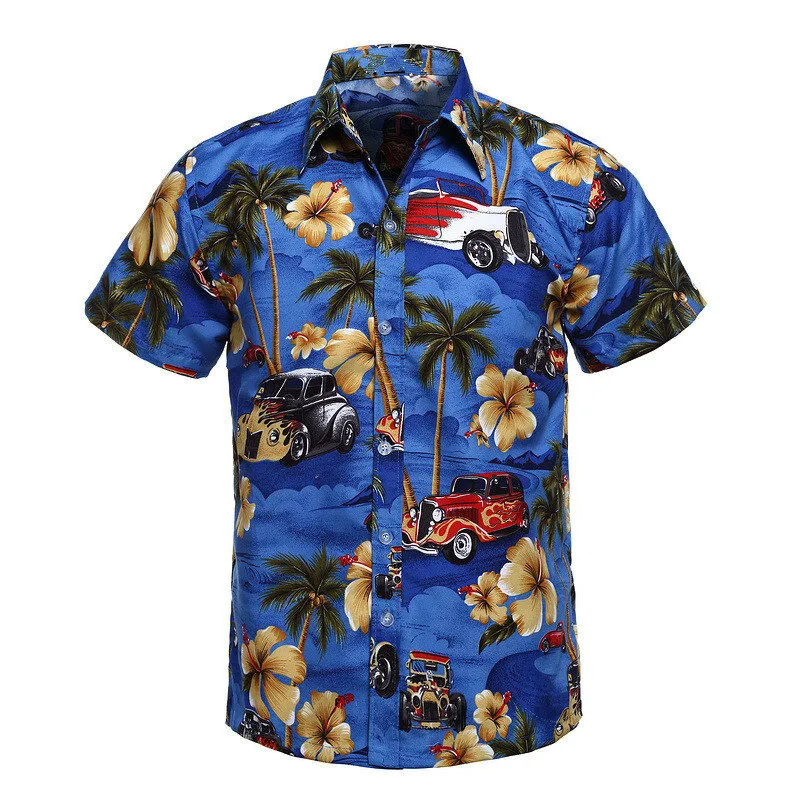 Hawaiian Shirt for Men Shortsleeve Casual Button Down Surf Shirts - Grocery