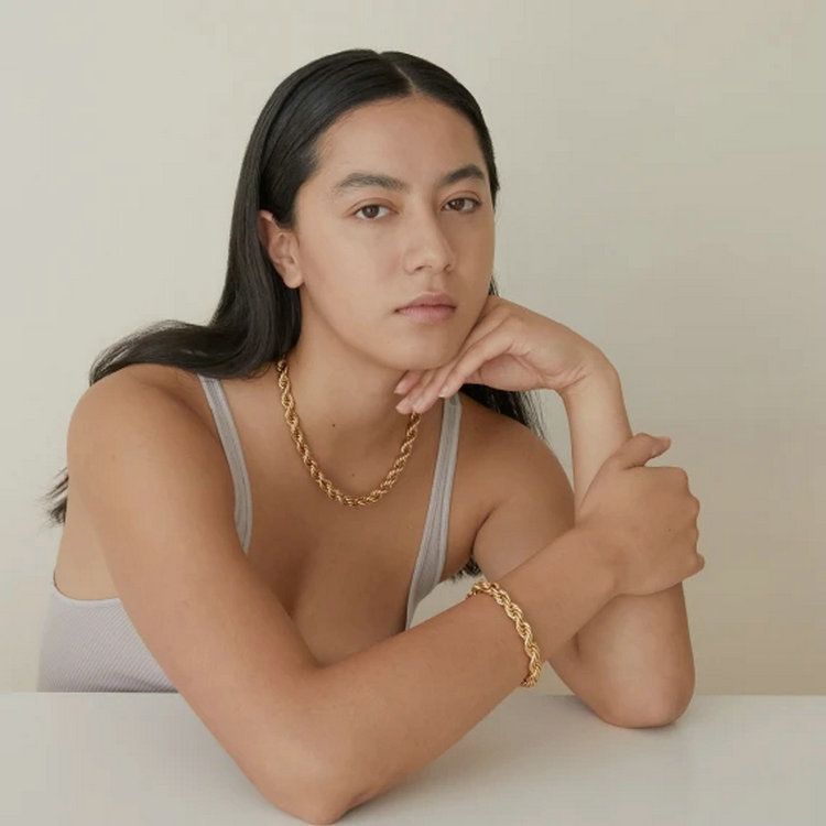 8mm Thick Romeo Twisted Rope Chain Necklace Necklace 18k Gold Vacuum Plating Stainless Steel Stackable Short Necklace Women - Grocery