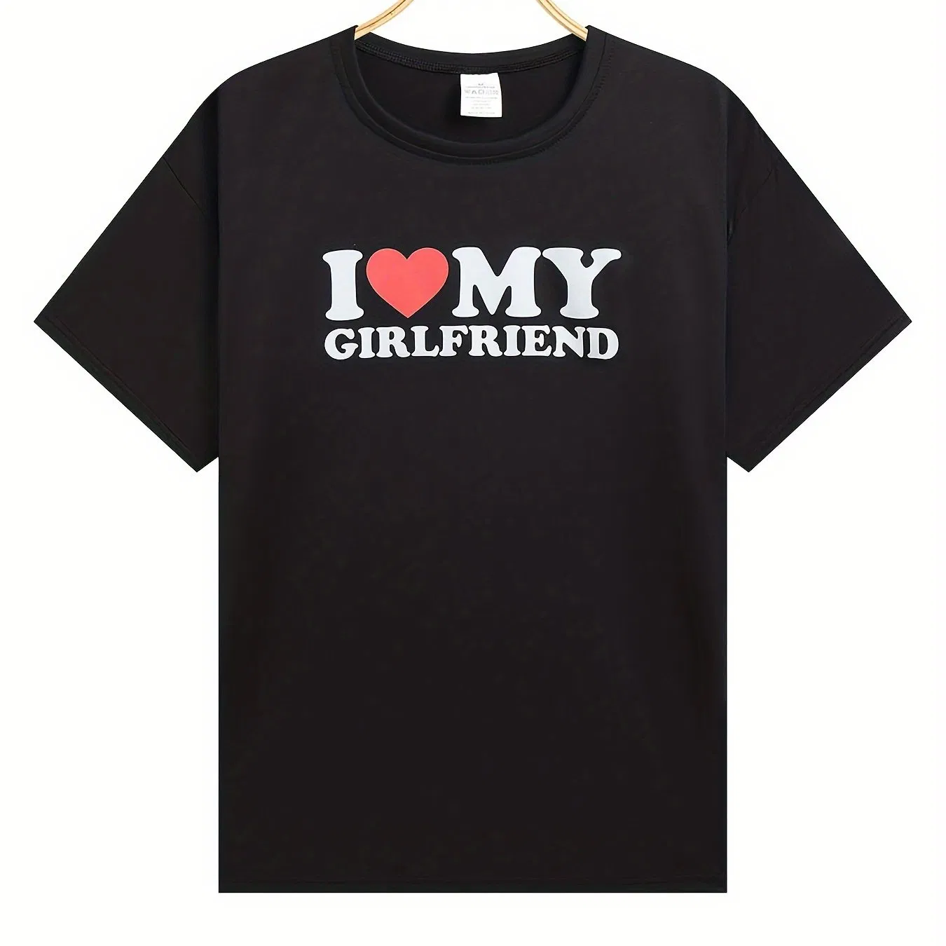 This Men's Comfortable T-shirt Features A Print Of The I Love My Girlfriend Pattern, Suitable For Men's Summer Wear And Men's Clothing - Grocery