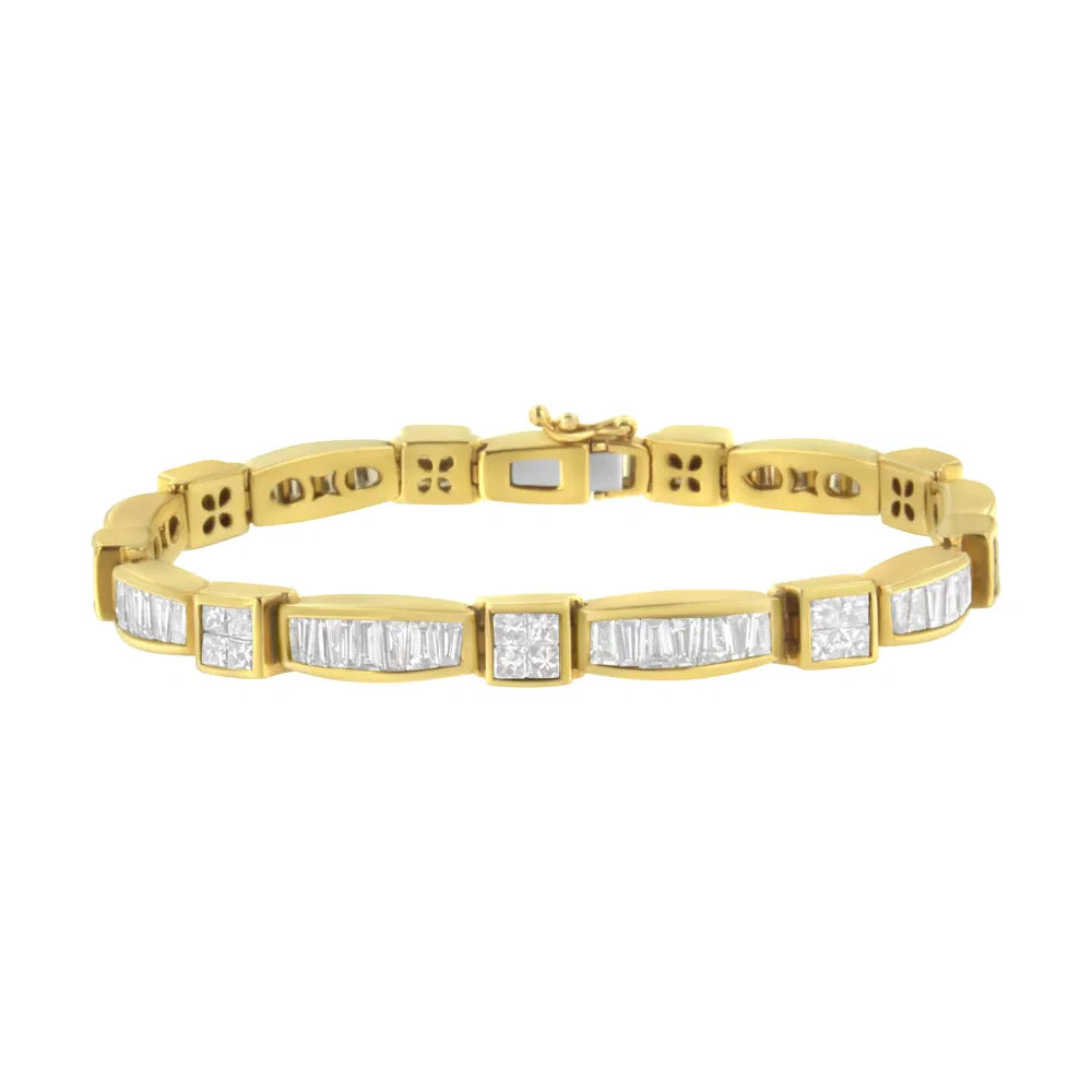 14K Yellow Gold Multi--Cut Diamond Box Square Link Bracelet(7.33 cttw,H-I Color,SI1-SI2 Clarity) - Grocery