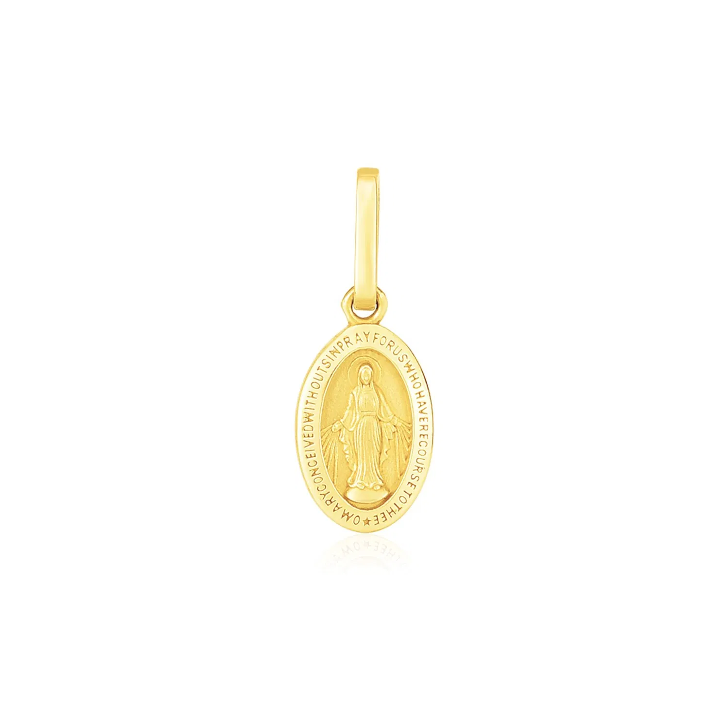 14k Yellow Gold Oval Religious Medal Pendant - Grocery