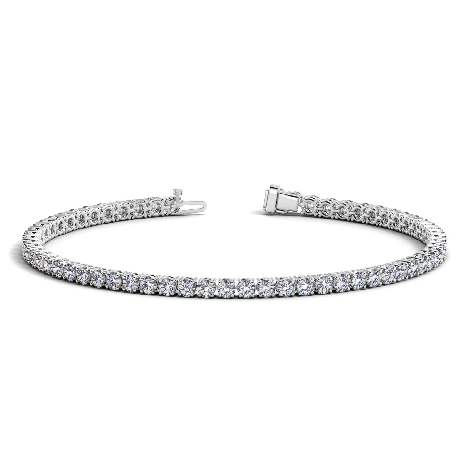 14k White Gold Round Diamond Tennis Bracelet (4 cttw) - Grocery
