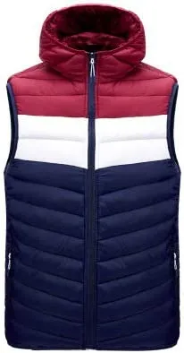 Ulooker Spring Autumn Men's Casual Hooded Jacket Stitching Cotton Vest - Grocery