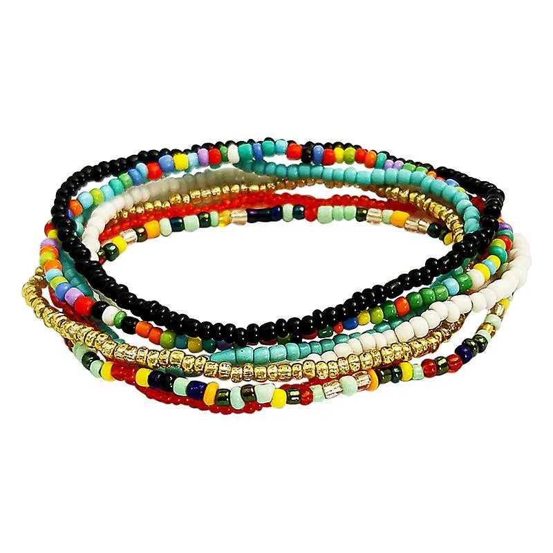 7pcs Boho Anklets Bracelets Multilayer For Women Rope Beach Anklet Jewelry - Grocery