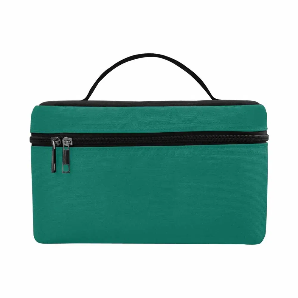 Cosmetic Bag, Teal Green Travel Case - Grocery