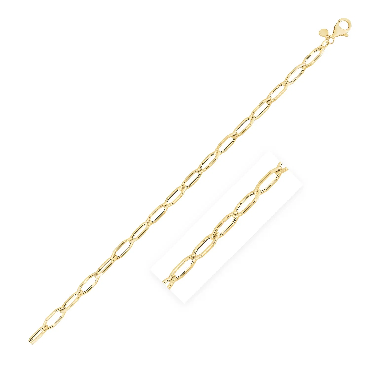 14k Yellow Gold High Polish Hexagon Link Bracelet (5.0mm) - Grocery