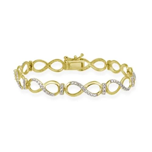18K Gold over Sterling Silver Diamond Accent Infinity Link Bracelet - Grocery
