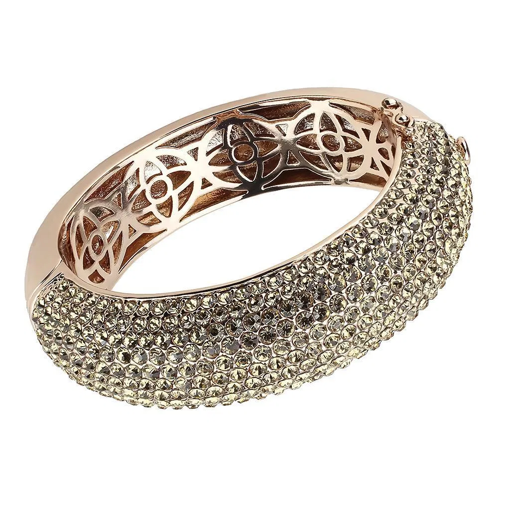 LO4270 - Rose Gold+e-coating Brass Bangle with Top Grade Crystal in Citrine Yellow - Grocery