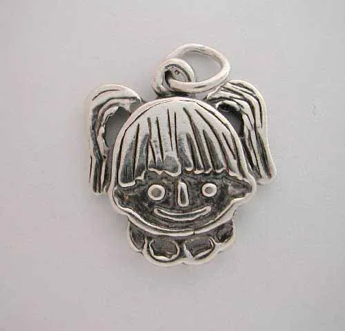 Silver Child Smiley Face GIRL CHARM - Grocery