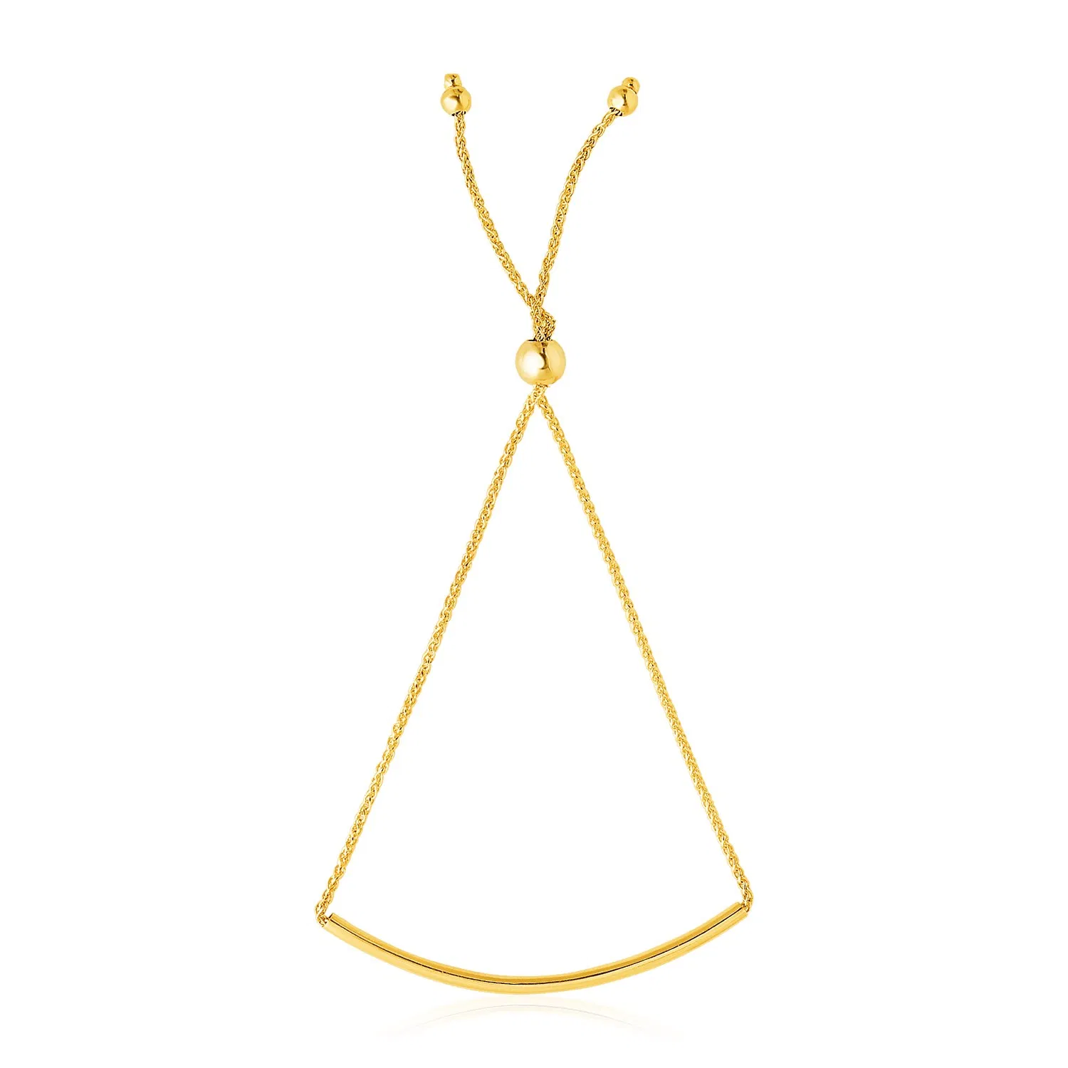 14k Yellow Gold Smooth Curved Bar Lariat Design Bracelet - Grocery