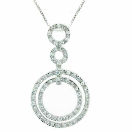 Sterling Silver CZ Double Circle Eternity Celebrity-Inspired Pendant - Grocery